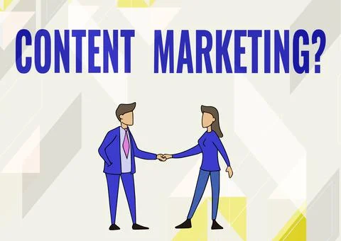 Text caption presenting Content Marketing Question. Business overview involves Stock Illustration