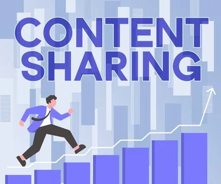 Text caption presenting Content Sharing. Concept meaning distribution of webpage Stock Illustration