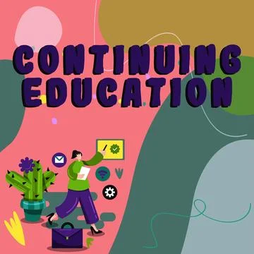 Text caption presenting Continuing Education. Conceptual photo Continued Stock Illustration