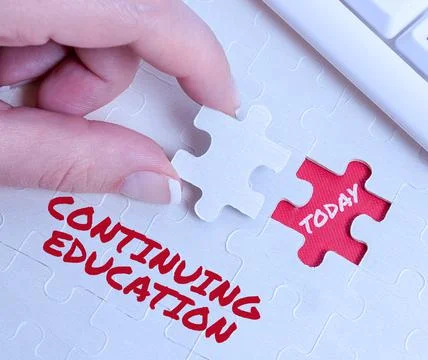 Text caption presenting Continuing Education. Business showcase Continued Stock Photos