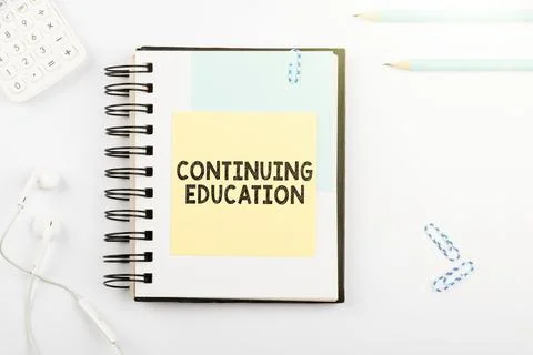 Text caption presenting Continuing Education. Word for Continued Learning Stock Photos
