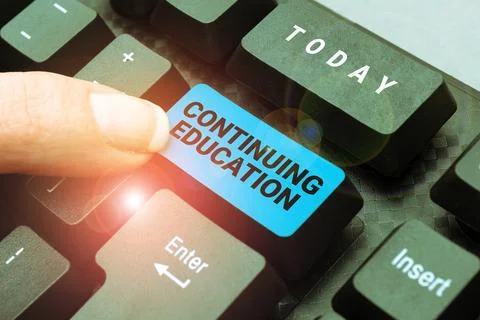 Text caption presenting Continuing Education. Word Written on Continued Learning Stock Photos