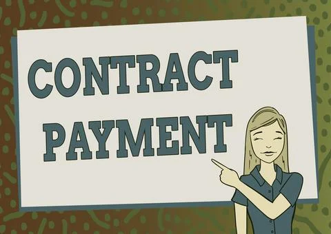 Text caption presenting Contract Payment. Business approach payments made by Illustrazione stock
