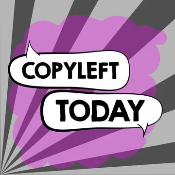 Text caption presenting Copyleft. Word Written on the right to freely use Illustrazione stock