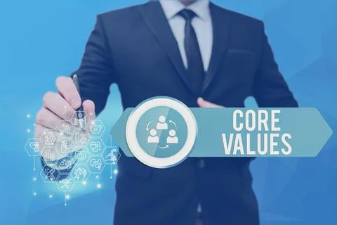 Text caption presenting Core Values. Business concept belief person or Stockfoto's