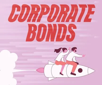 Text caption presenting Corporate Bonds. Business overview corporation to raise Ilustração Stock