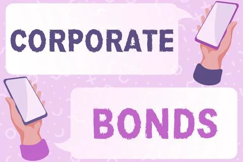 Text caption presenting Corporate Bonds. Business overview corporation to raise Ilustração Stock