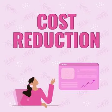 Text caption presenting Cost Reduction. Business approach process of finding and Stock Illustration