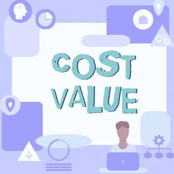 Text caption presenting Cost Value. Business overview The amount that usualy イラスト素材
