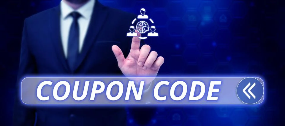 Text caption presenting Coupon Code. Conceptual photo ticket or document that Foto stock