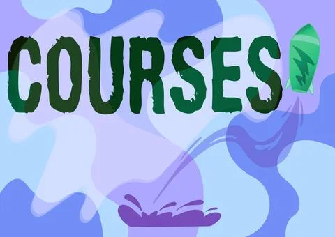 Text caption presenting Courses. Business idea Route Direction followed Classes Stock Illustration