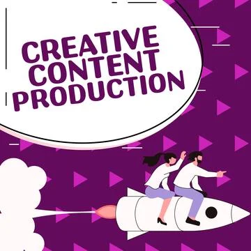 Text caption presenting Creative Content Production. Business overview providing Stock Illustration