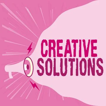 Text caption presenting Creative Solutions. Business overview Original and Stock Illustration