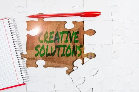 Text caption presenting Creative Solutions. Word Written on Original and unique Foto stock