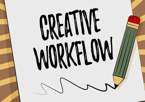 Text caption presenting Creative Workflow. Business showcase the process Illustrazione stock