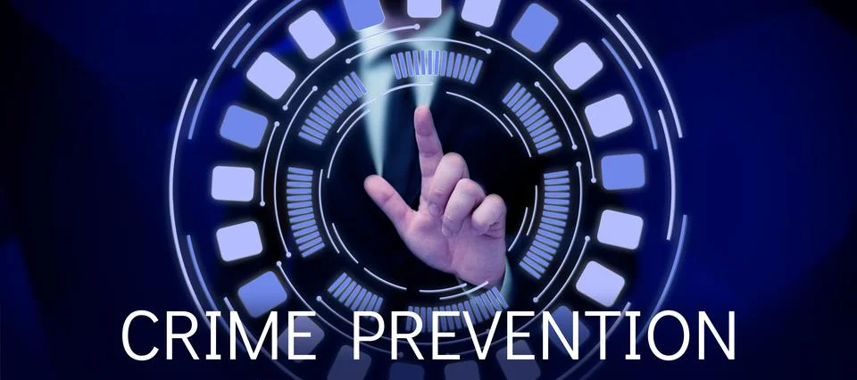 Text caption presenting Crime Prevention. Concept meaning Federal Offense Stock Photos