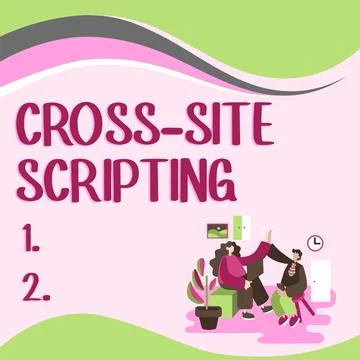 Text caption presenting Cross Site Scripting. Concept meaning type of security Stock Illustration