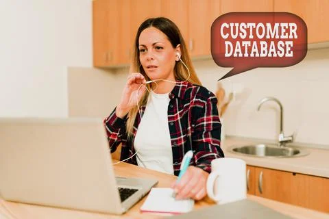 Text caption presenting Customer Database. Business concept uptodate on customer Stock Photos