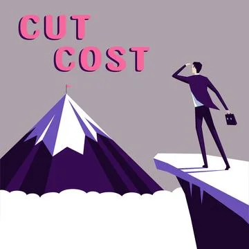 Text caption presenting Cut Cost. Concept meaning Measures implemented to Illustrazione stock