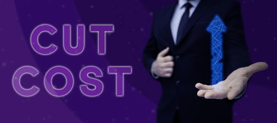 Text caption presenting Cut Cost. Business approach Measures implemented to Stock Photos