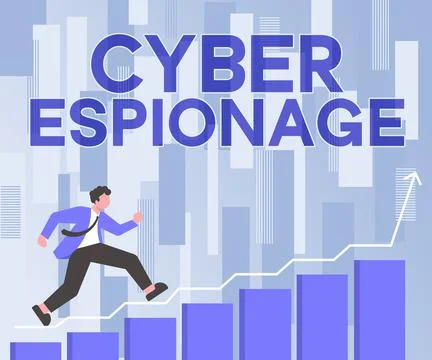 Text caption presenting Cyber Espionage. Word for obtaining secrets and 스톡 일러스트