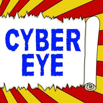 Text caption presenting Cyber Eye. Internet Concept tool engages in building Ilustración de archivo