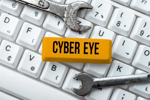 Text caption presenting Cyber Eye. Word for tool engages in building smart Stock Photos