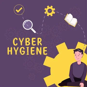 Text caption presenting Cyber Hygiene. Concept meaning steps that computer users Stock Illustration