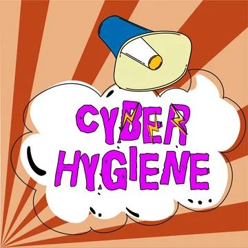 Text caption presenting Cyber Hygiene. Business overview steps that computer Stock Illustration