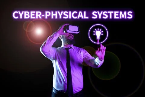 Text caption presenting Cyber Physical Systems. Business approach Mechanism Stock Photos