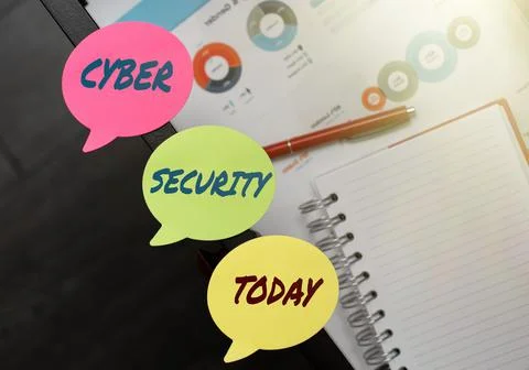 Text caption presenting Cyber Security. Word Written on Protect a computer Stock Photos