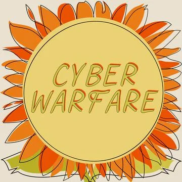 Text caption presenting Cyber Warfare. Word Written on Virtual War Hackers Stock Illustration