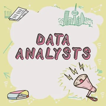 Text caption presenting Data Analysts. Business overview Programmer Design and Stockillustratie