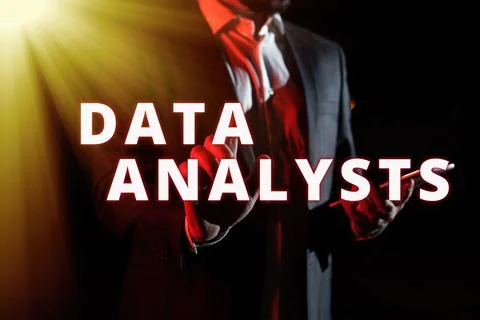 Text caption presenting Data Analysts. Concept meaning Programmer Design and Stock Photos