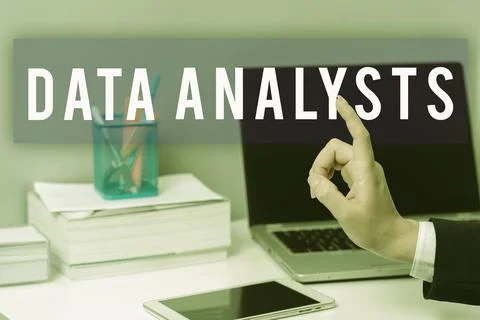 Text caption presenting Data Analysts. Word Written on Programmer Design and Stock Photos