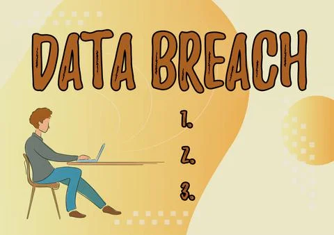 Text caption presenting Data Breach. Business showcase security incident where Stock Illustration