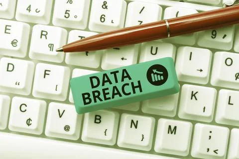 Text caption presenting Data Breach. Business concept unauthorized release of Stockfoto's