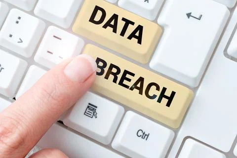 Text caption presenting Data Breach. Business concept security incident where Stock Photos