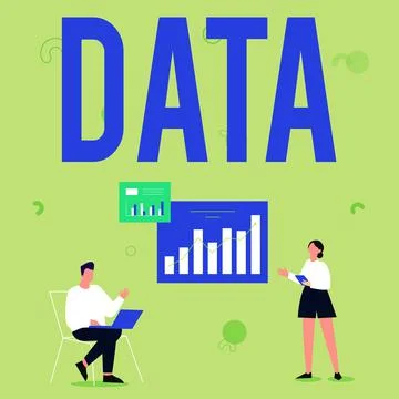 Text caption presenting Data. Business approach Piece of information Facts and Illustrazione stock