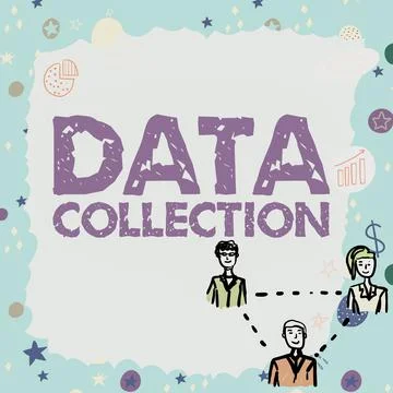 Text caption presenting Data Collection. Business showcase gathering and Stock Illustration