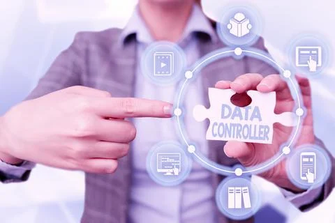 Text caption presenting Data Controller. Concept meaning person who determines Stockfoto's