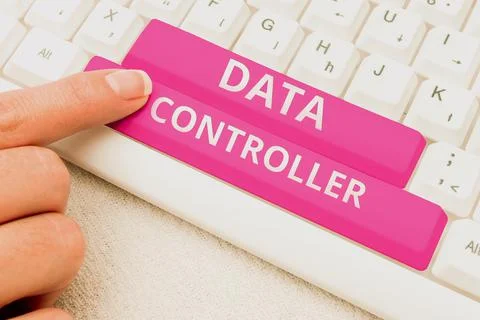 Text caption presenting Data Controller. Word Written on person who determines 스톡 사진