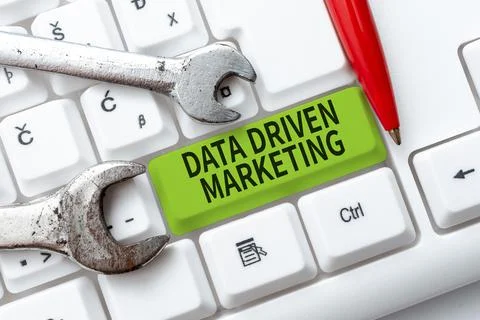Text caption presenting Data Driven Marketing, Business showcase Strategy bui Stock Photos