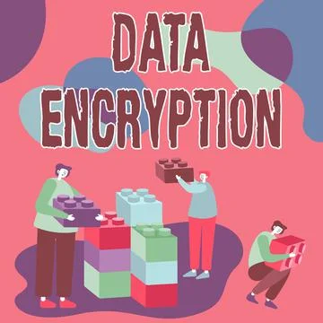 Text caption presenting Data Encryption. Word Written on Symmetrickey algorithm Stock Illustration