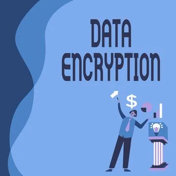 Text caption presenting Data Encryption. Business concept Symmetrickey algorithm 스톡 일러스트