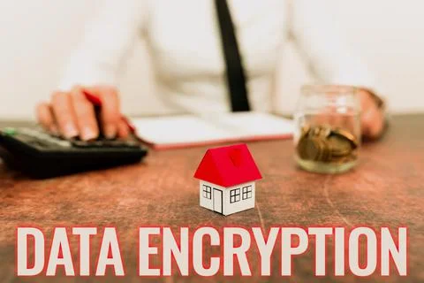 Text caption presenting Data Encryption. Word for Symmetrickey algorithm for the Stock Photos