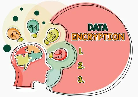 Text caption presenting Data EncryptionSymmetric-key algorithm for the 스톡 일러스트