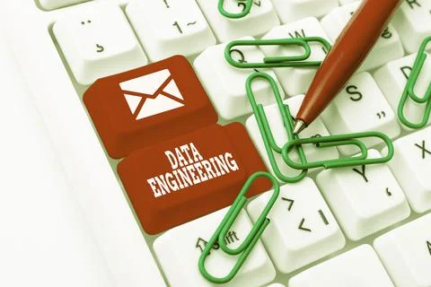 Text caption presenting Data Engineering. Business idea data science that Stock Photos