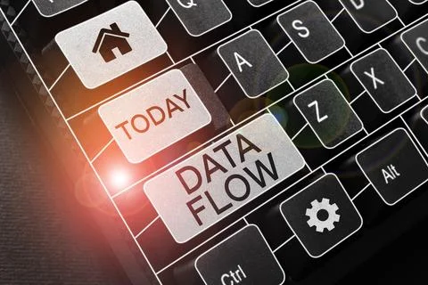 Text caption presenting Data Flow. Business concept the movement of data through 스톡 사진