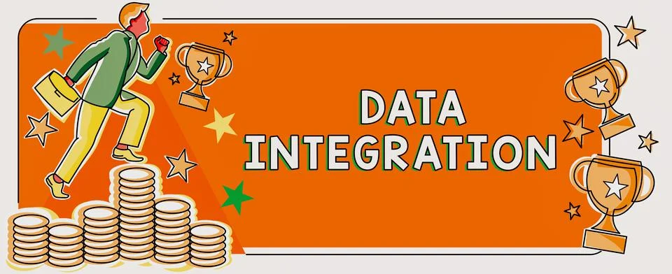 Text caption presenting Data Integrationcombination of technical and business 스톡 일러스트